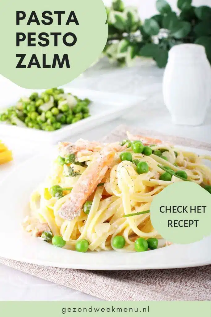 Heerlijke pasta pesto zalm recept met lekker veel groene groenten. Een snel en simpel pasta pesto recept dat binnen 20 minuten op tafel staat.