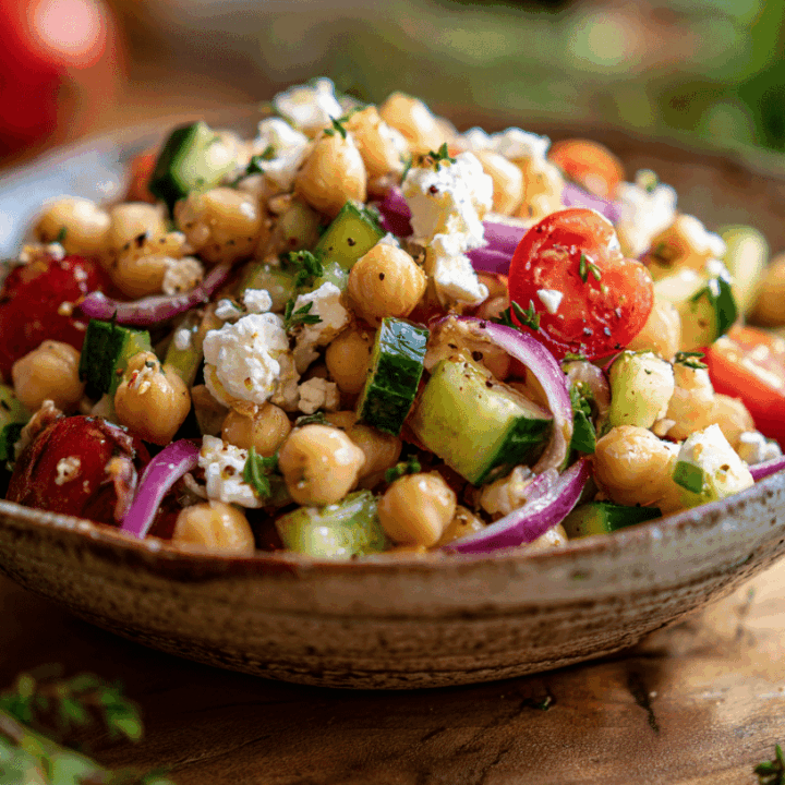 Kikkererwten Salade met feta en groenten