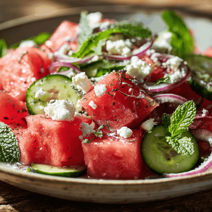 Watermeloen salade met feta recept