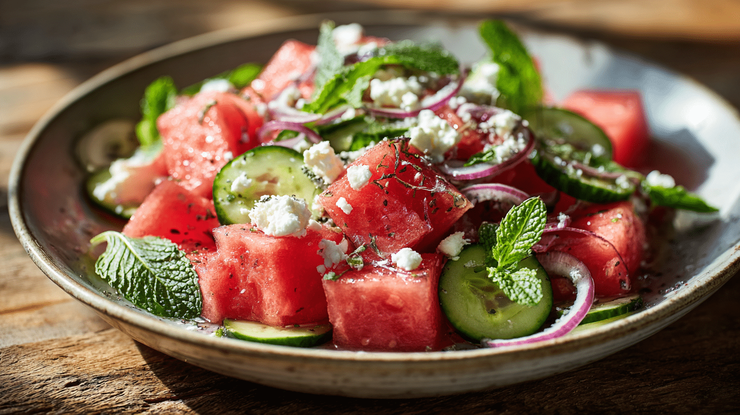 Watermeloen salade met feta recept
