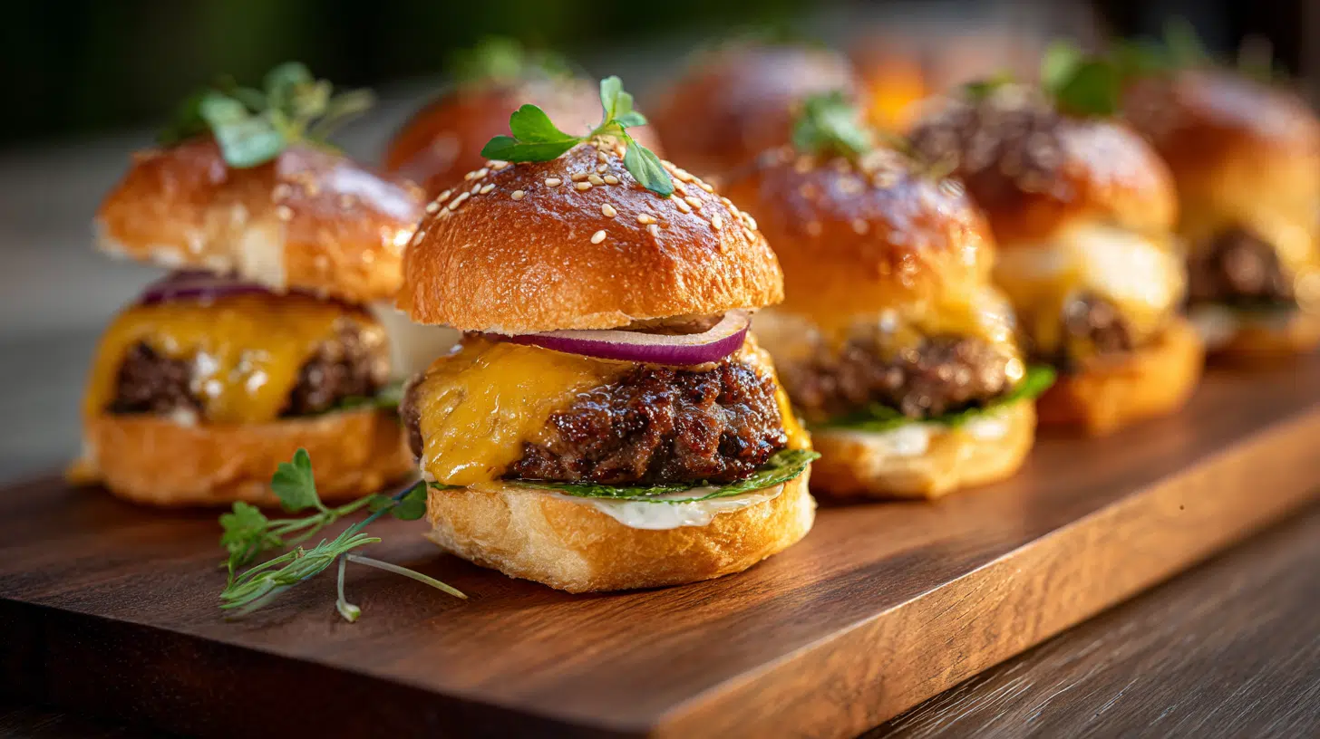 Mini burger sliders met cheddar