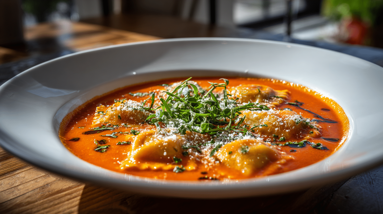 Tomatensoep met ravioli