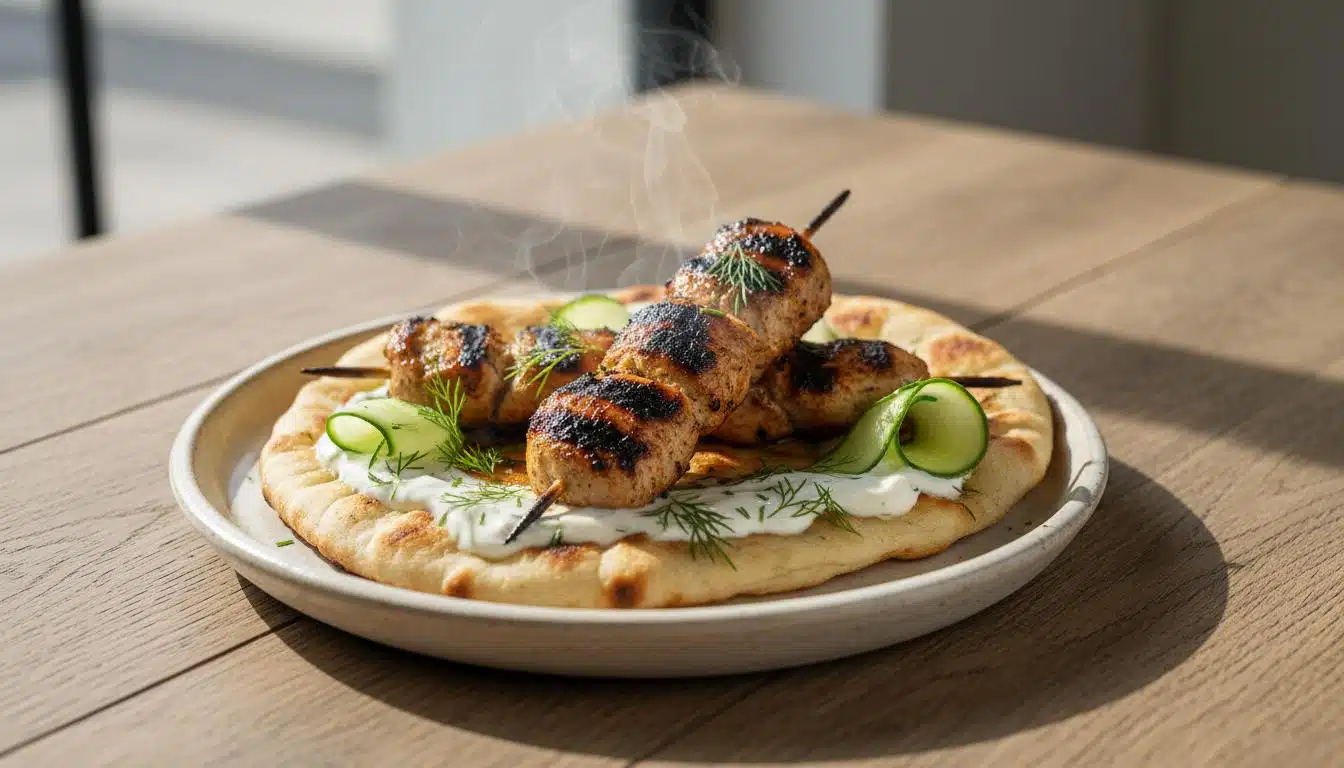Griekse Souvlaki met Naan