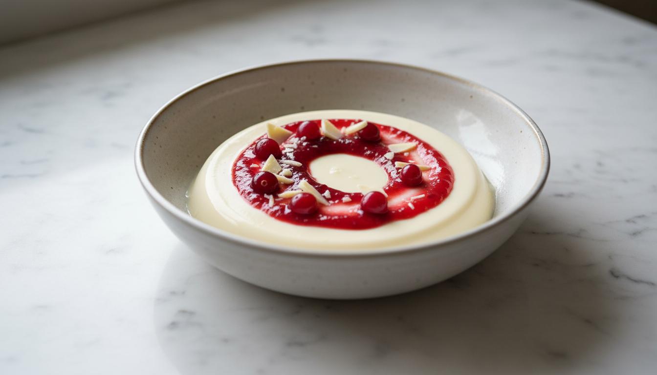 Panna Cotta met Cranberries en Witte Chocolade